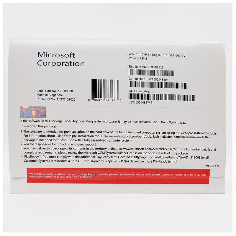 Microsoft Windows 10 Professional OEM License Key Global Digital Download