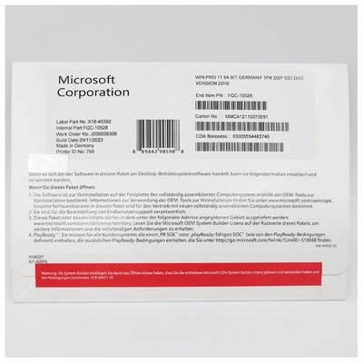 공식 Microsoft Windows 11 Pro 독일어 DVD OEM 시스템 빌더 64비트 라이선스 (전문가용)